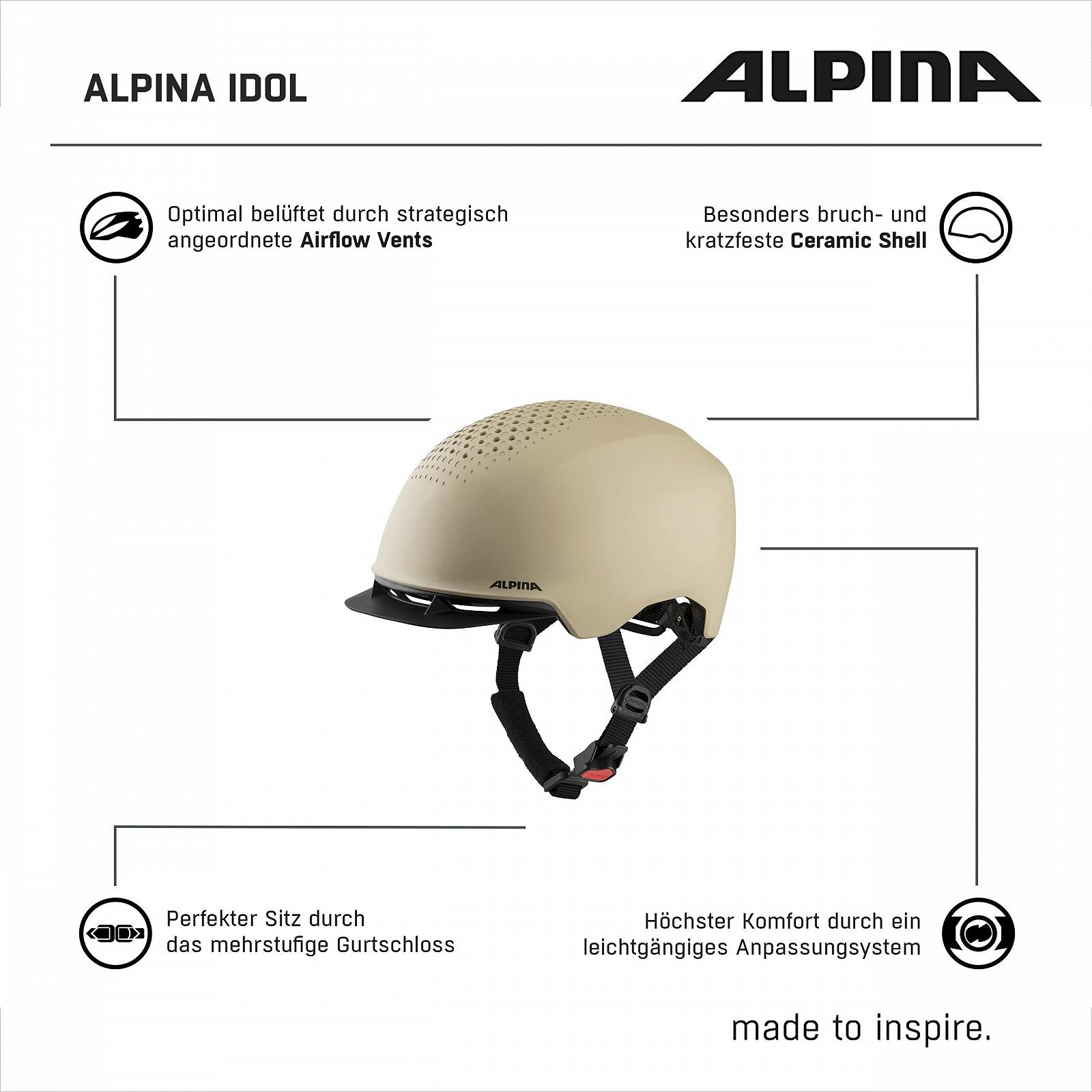 Велосипедний шолом ALPINA Idol Sustainable Illuminated & Lightweight з LED підсвічуванням та сонцезахисним козирком для дорослих, фото №6