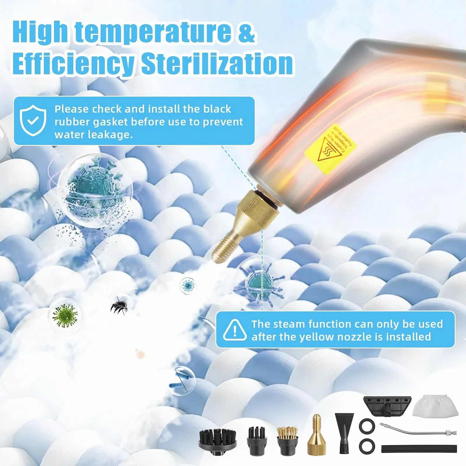 Ручний пароочисник 3 бар 1,2 л Blue, фото №5 Ручний пароочисник 3 бар 1,2 л Blue, фото №5