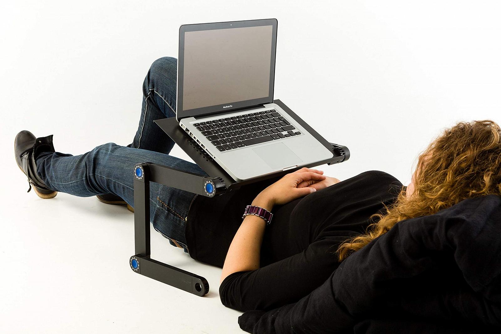 Универсальная Подставка для Ноутбука для Кровати | Складная Портативная Подставка для Офиса | Эргономичная Алюминиевая Черная | Легкая, фото №3