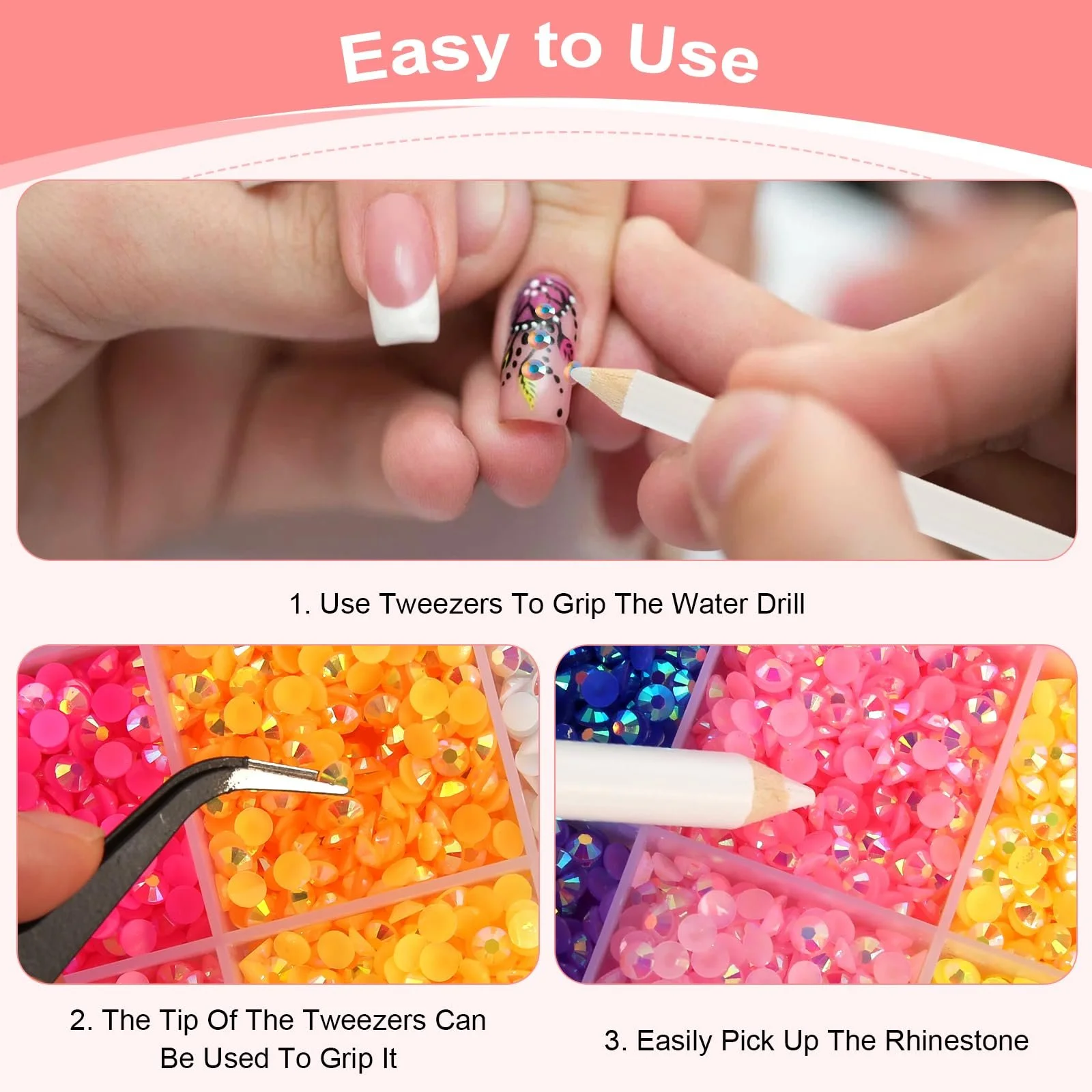 Стразы Тип 4 мм, 12000 шт, для ногтей, круглые, блестящие, разных цветов, фото №4