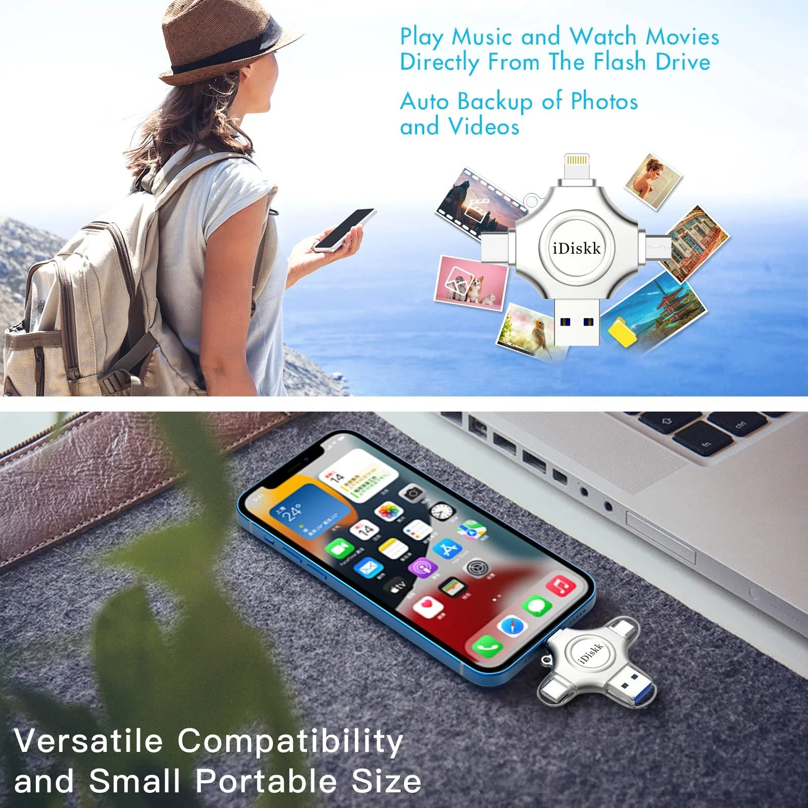 USB-накопичувач iDiskk 512 GB 4 в 1 Lightning USB-C Micro USB USB 3.0, фото №6 USB-накопичувач iDiskk 512 GB 4 в 1 Lightning USB-C Micro USB USB 3.0, фото №6