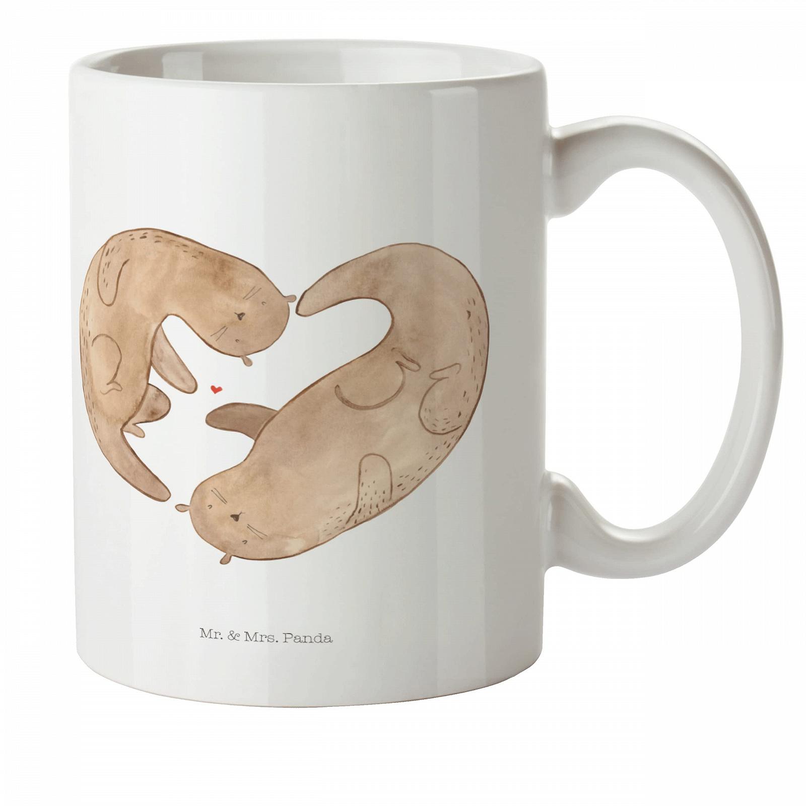 Кружка Mr. & Mrs. Panda Видра Серце, Пластикова Кружка, фото №1