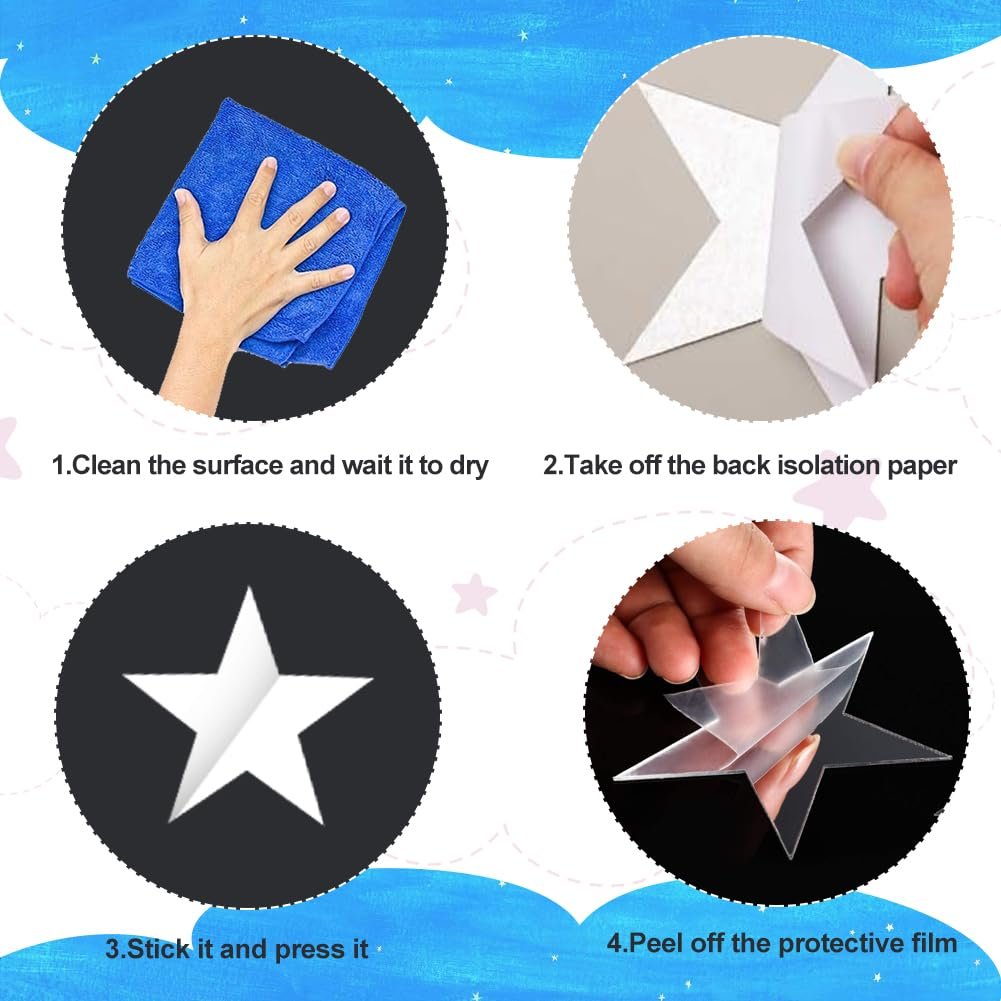 Наклейка на стену Зеркальные звезды 3D Акриловая Серебристая 40 шт., фото №7
