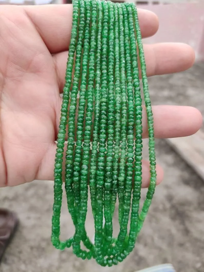 Бусины из цаворита круглые граненые 2,5 мм, нить длиной 15 см, драгоценные камни для ожерелья и браслета, фото №3