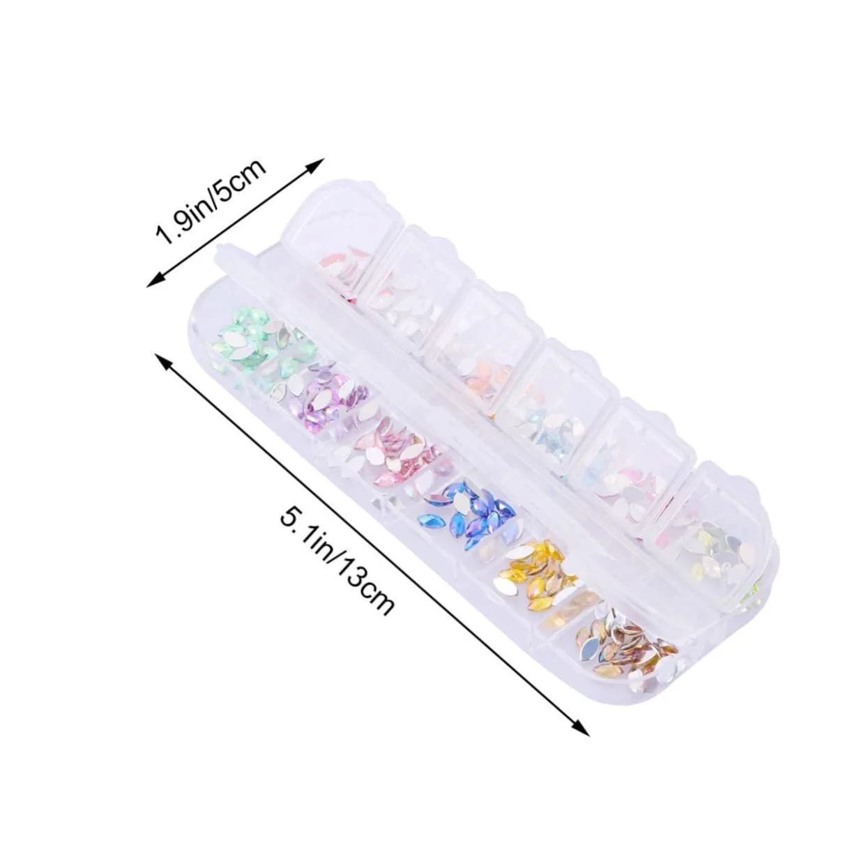 Стразы для ногтей Healvian, 2 шт., разных цветов, блестящие, плоские, с коробкой для хранения, для творческого маникюра и дизайна ногтей, фото №5