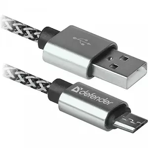 Дата кабель USB 2.0 AM to Micro 5P 1.0m USB08-03T PRO white Defender 87803 - Фото 1