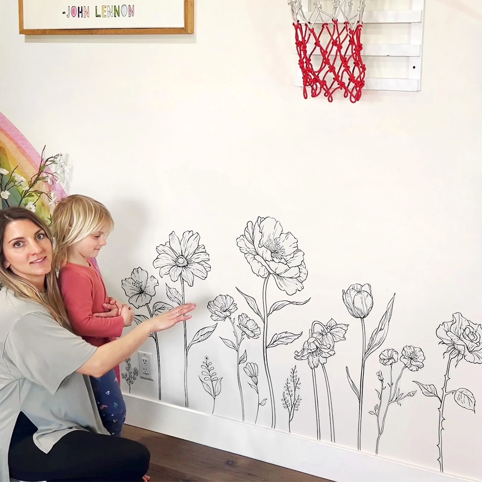 Наклейка на стіну Supzone Large Black Flower Minimalist Garden Чорна, фото №2