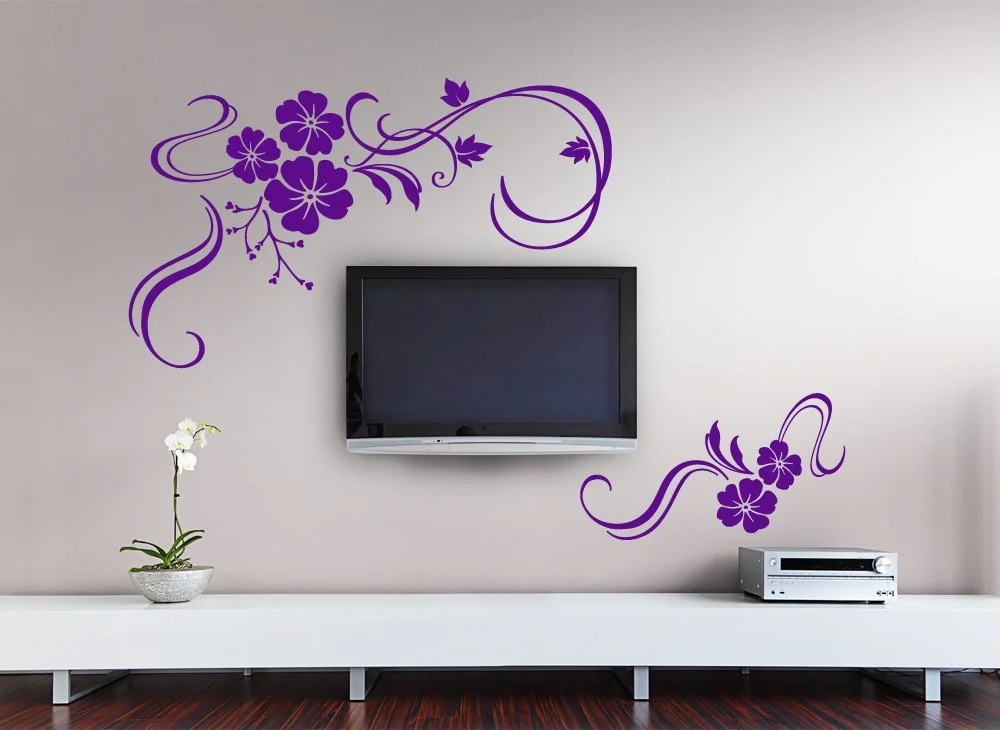 Наклейка на стену Grandora Цветочная ветвь W828 2 детали 58 x 35 см / 32 x 15 см Бежевый, фото №2