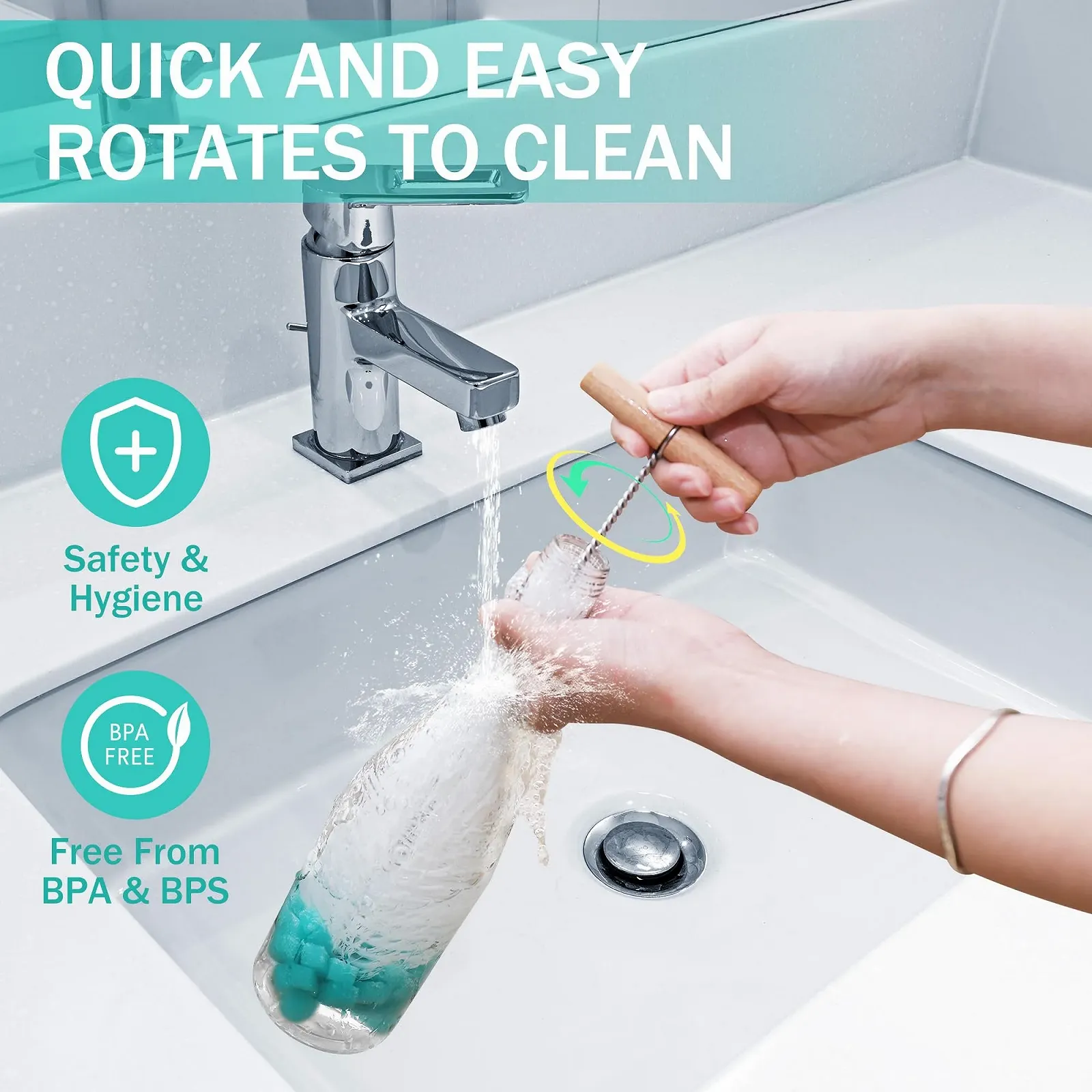 Щітка для пляшок 2 шт. сумісна з Sodastream 32 см для скляних та пластикових пляшок, фото №3