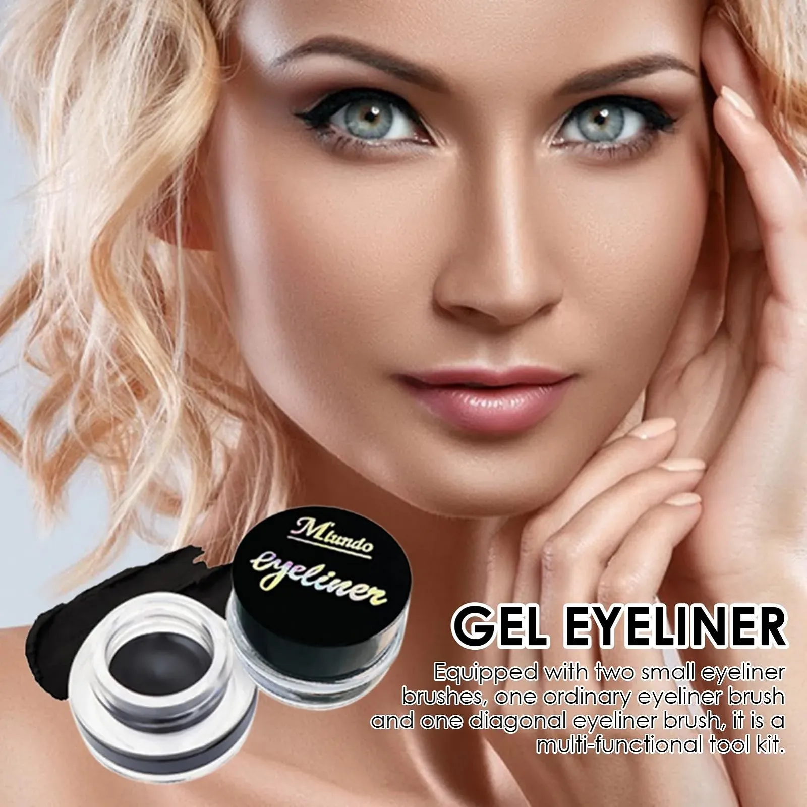 Гель-Подводка 2-в-1 Qurygin, стойкая, водостойкая, не смазывающаяся, с кистью, фото №2