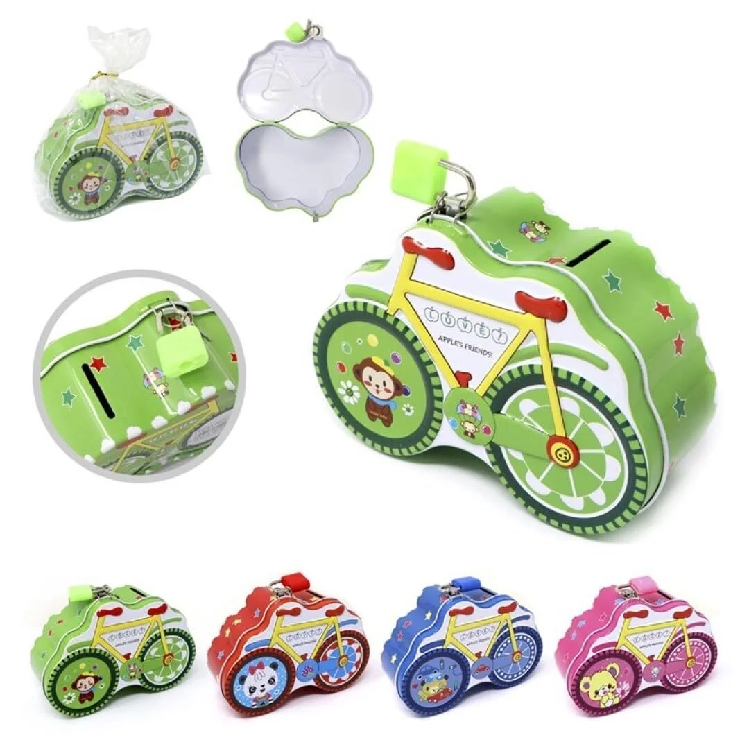 Скарбничка Велосипед металева з замком рожева велика, фото №5