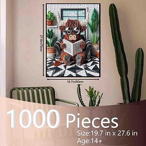 Купити Пазл Tucocoo Cute Highland Cow 1000 елементів Корова з книгою - Фото 1 Пазл Tucocoo Cute Highland Cow 1000 елементів Корова з книгою - Фото 1