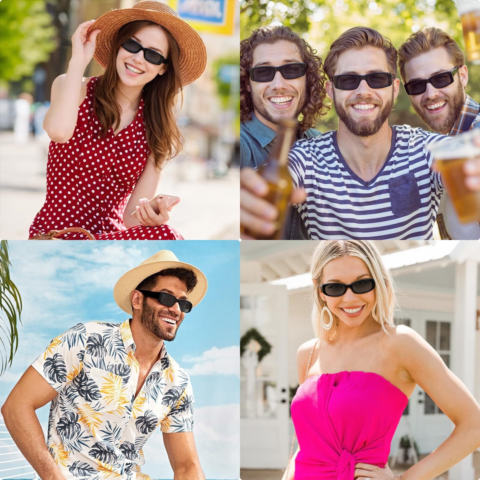 Сонцезахисні окуляри Вінтажні Прямокутні Тонкі Чорний, 4 шт, фото №3 Сонцезахисні окуляри Вінтажні Прямокутні Тонкі Чорний, 4 шт, фото №3