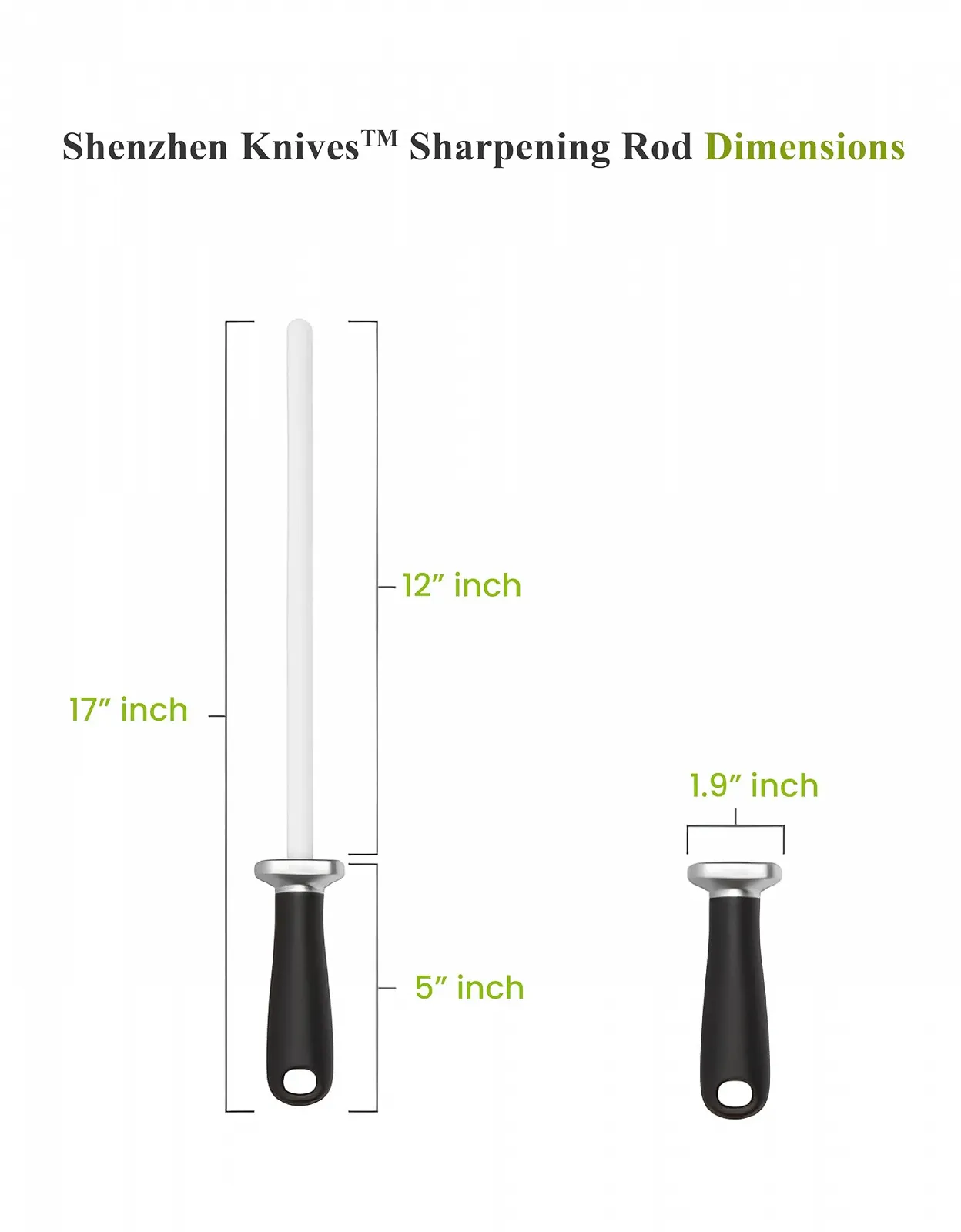 Мусат керамічний Shenzhen Knives White Ceramic 12 дюймів (30.5 см), фото №4