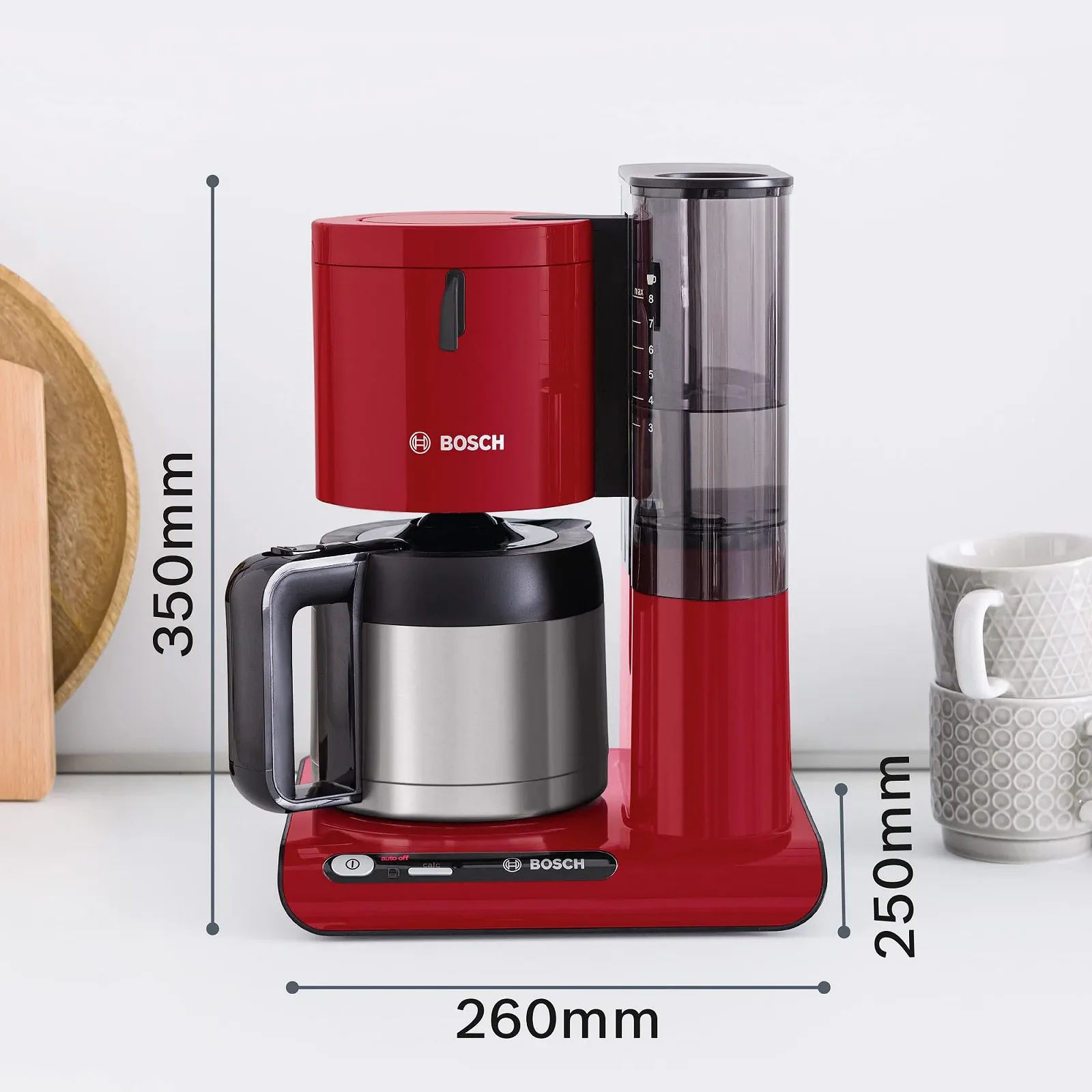 Капельная кофеварка Bosch Styline TKA8A054 1,1 л 1100 Вт Красная, фото №4