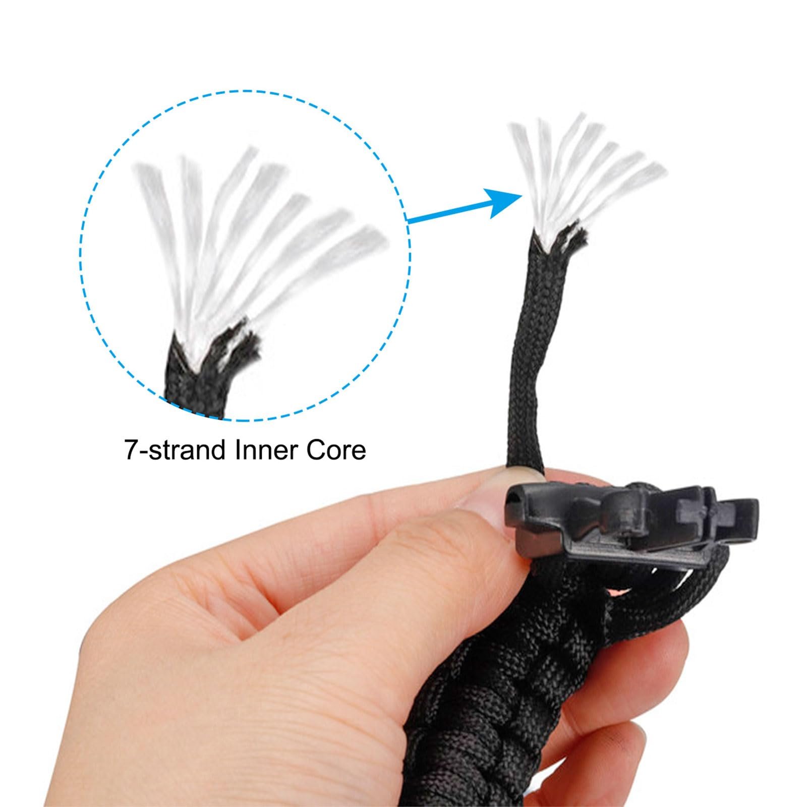 Браслет Paracord PATIKIL для виживання, 2 шт, плетений, U-подібна пряжка, нержавіюча сталь, Чорний, фото №5