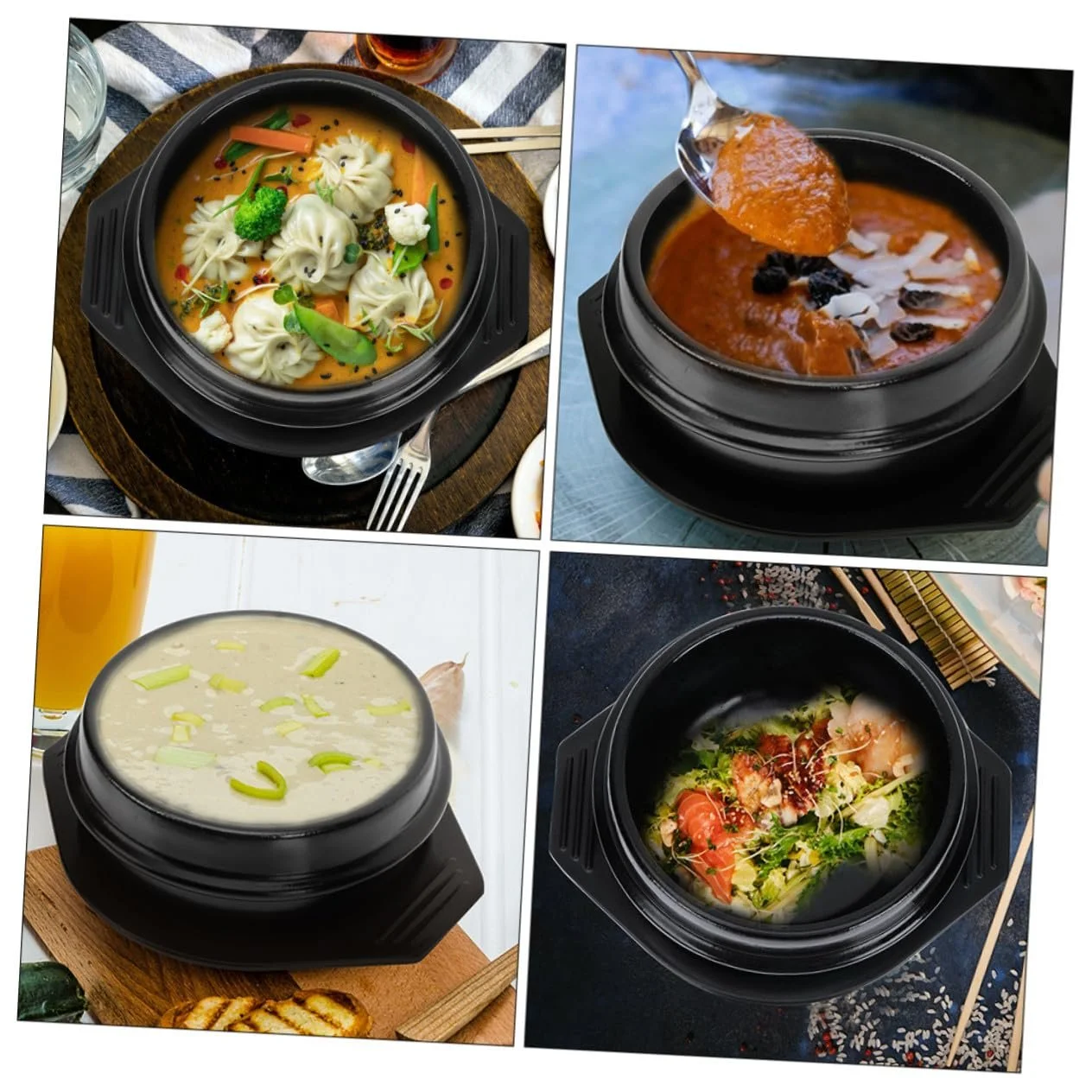 Горшок для бибимбапа Toyvian керамический термостойкий с двойными ручками-поддоном, фото №5