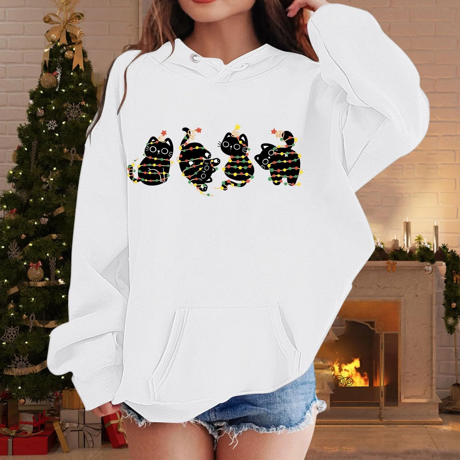 Детский рождественский джемпер, повседневная толстовка с рождественским узором для мальчиков и девочек, фото №3