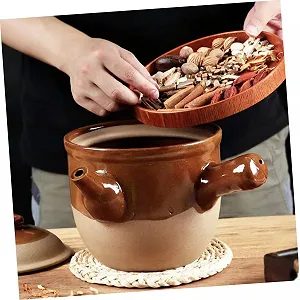 Кастрюля керамическая Mobestech 3 л с крышкой термостойкая для традиционной медицины и супов synthetic.ua - Фото 1