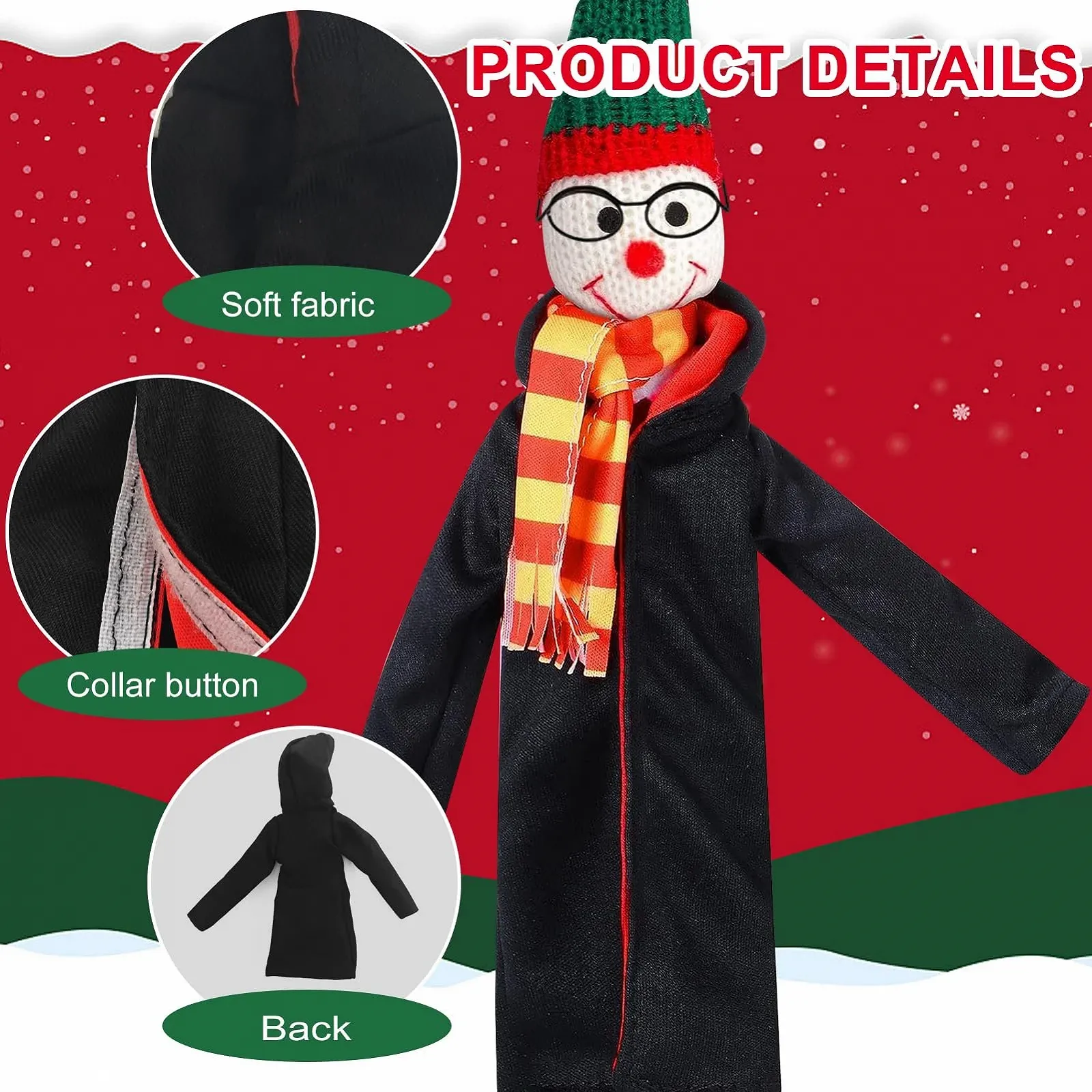 Костюм Новорічного Ельфа Дол Костюм Аксесуари 5 штук з Відьмацьким Платтям, Окулярами, Шарфом, Мітлою, Міні Книгами, фото №3