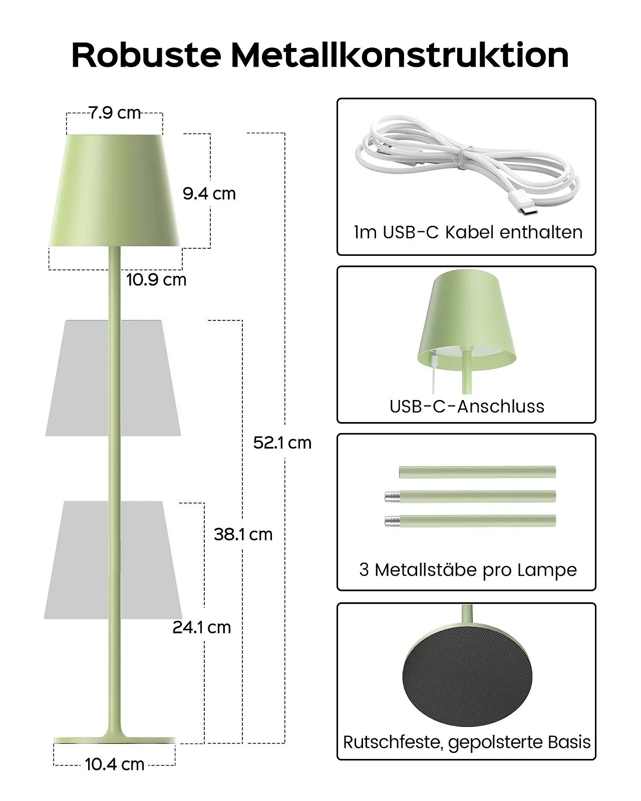 Настільна лампа JACKYLED бездротова акумуляторна 5000 мАг LED з димуванням регульована висота, фото №8