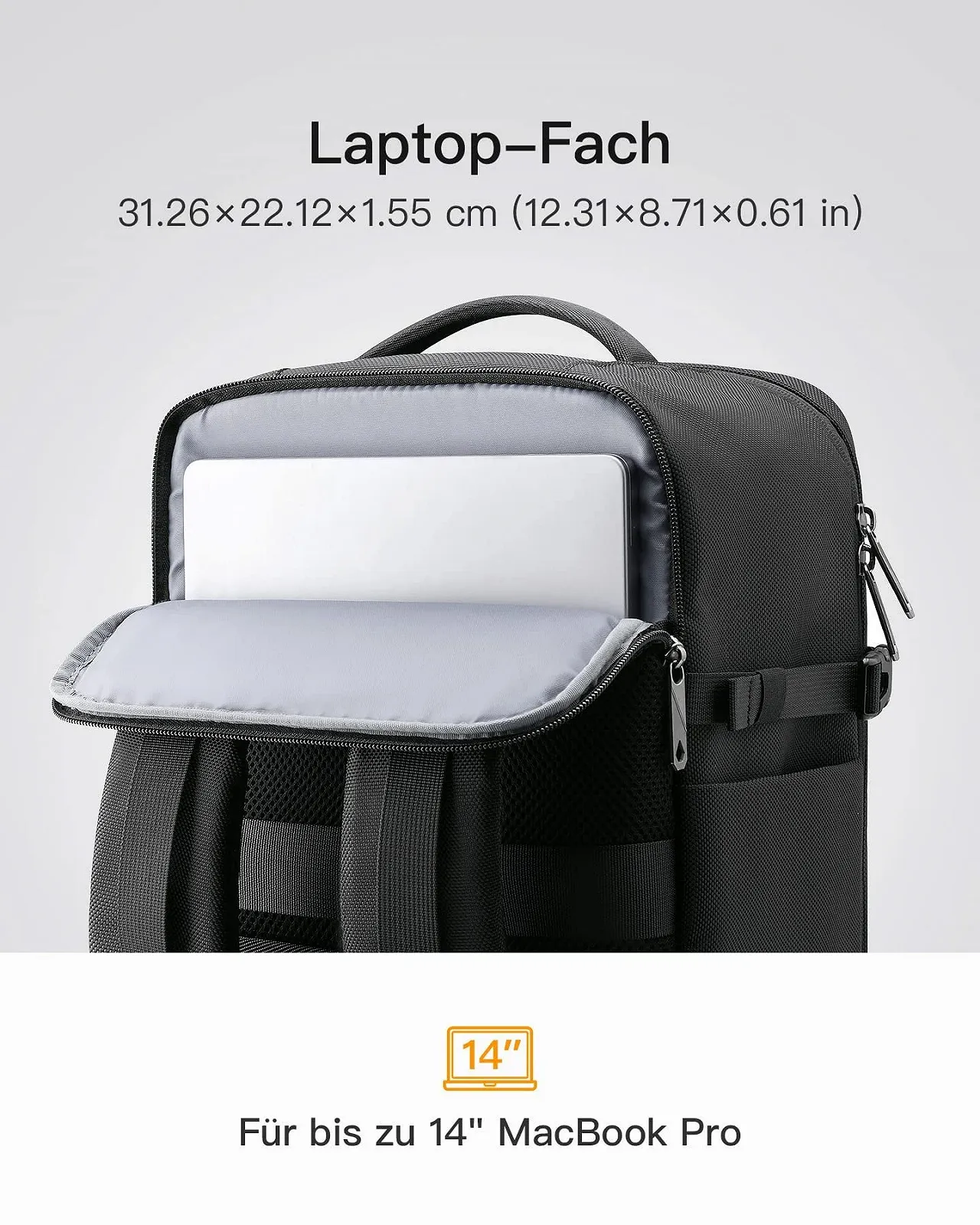 Рюкзак для ручной клади Inateck 40x25x20 см 20L для Ryanair 14", фото №5 Рюкзак для ручной клади Inateck 40x25x20 см 20L для Ryanair 14", фото №5