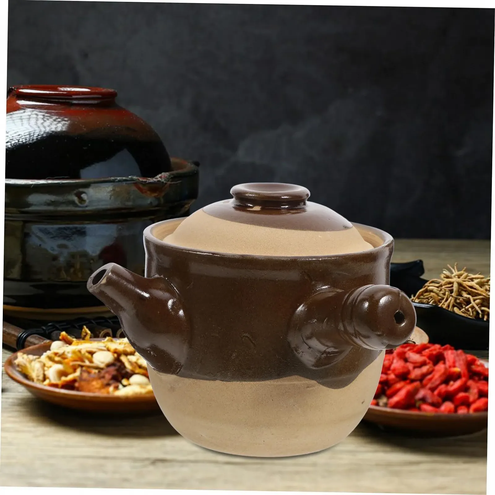 Кастрюля керамическая для заваривания лечебных трав традиционная китайская для газовых и электрических плит мультифункциональная, фото №4