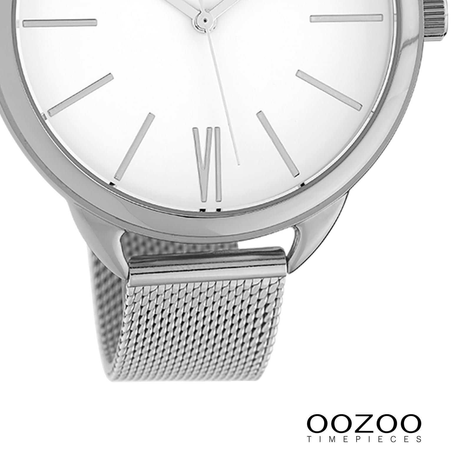 Женские часы Oozoo C10134 Ремешок из нержавеющей стали миланского плетения 45 мм Белый / Серебристый, фото №3 Женские часы Oozoo C10134 Ремешок из нержавеющей стали миланского плетения 45 мм Белый / Серебристый, фото №3
