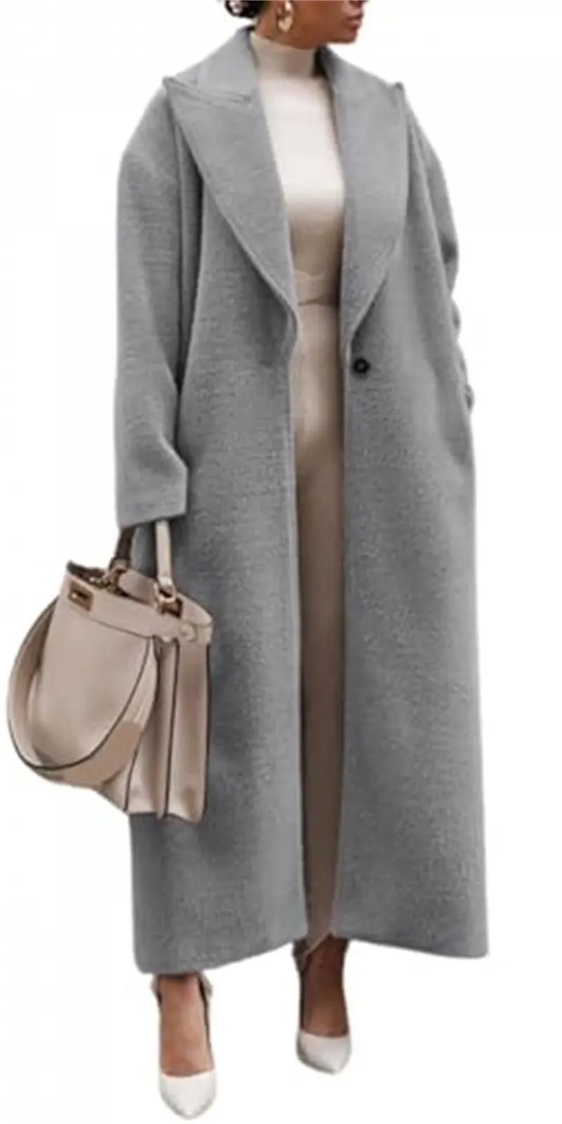 Тренч Lapel Mix Maxi, осінньо-зимовий, жіночий, однобортний, з довгими рукавами, відкритий спереду, фото №1 Тренч Lapel Mix Maxi, осінньо-зимовий, жіночий, однобортний, з довгими рукавами, відкритий спереду, фото №1