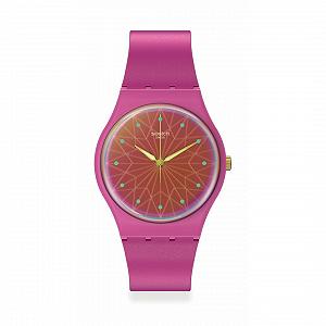 Часы Swatch FANTASTIC FUCHSIA SO28P110 Розовый Розовый Желтые Полоски - Фото 1