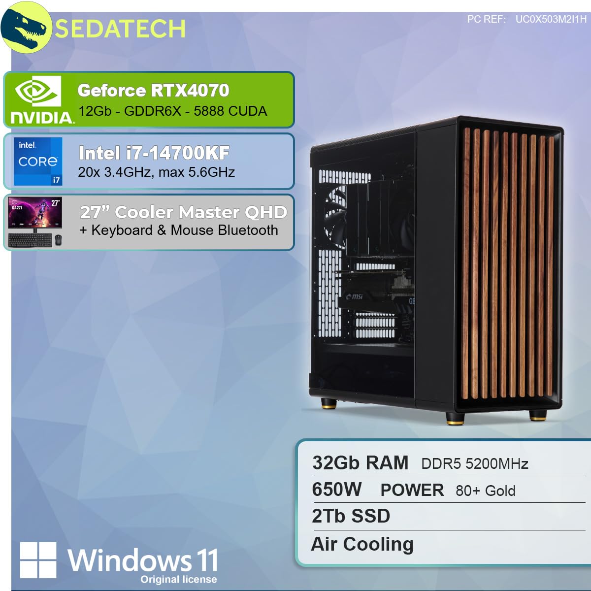 Робоча станція Sedatech Package i7-14700KF RTX4070 32GB 2TB SSD 27 дюймів, фото №2