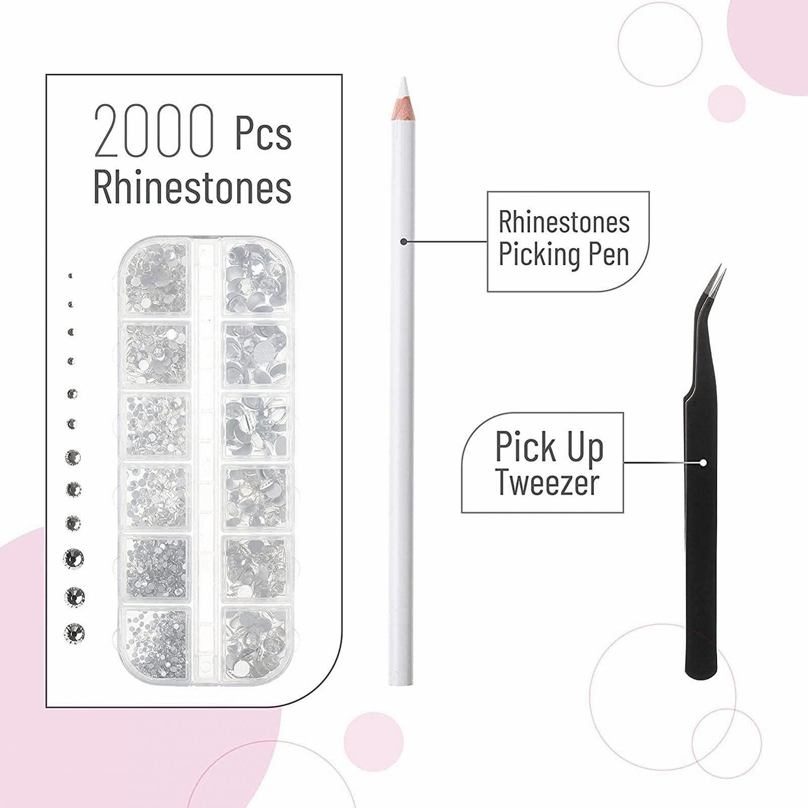 Стразы для ногтей 6 размеров, прозрачные кристаллы для рукоделия, лица, ногтей, одежды, обуви, сумки с пинцетом, фото №5