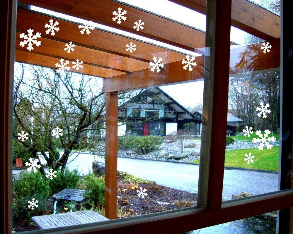 Набір наклейок на стіну Snow Flakes Ice Crystals White, фото №3