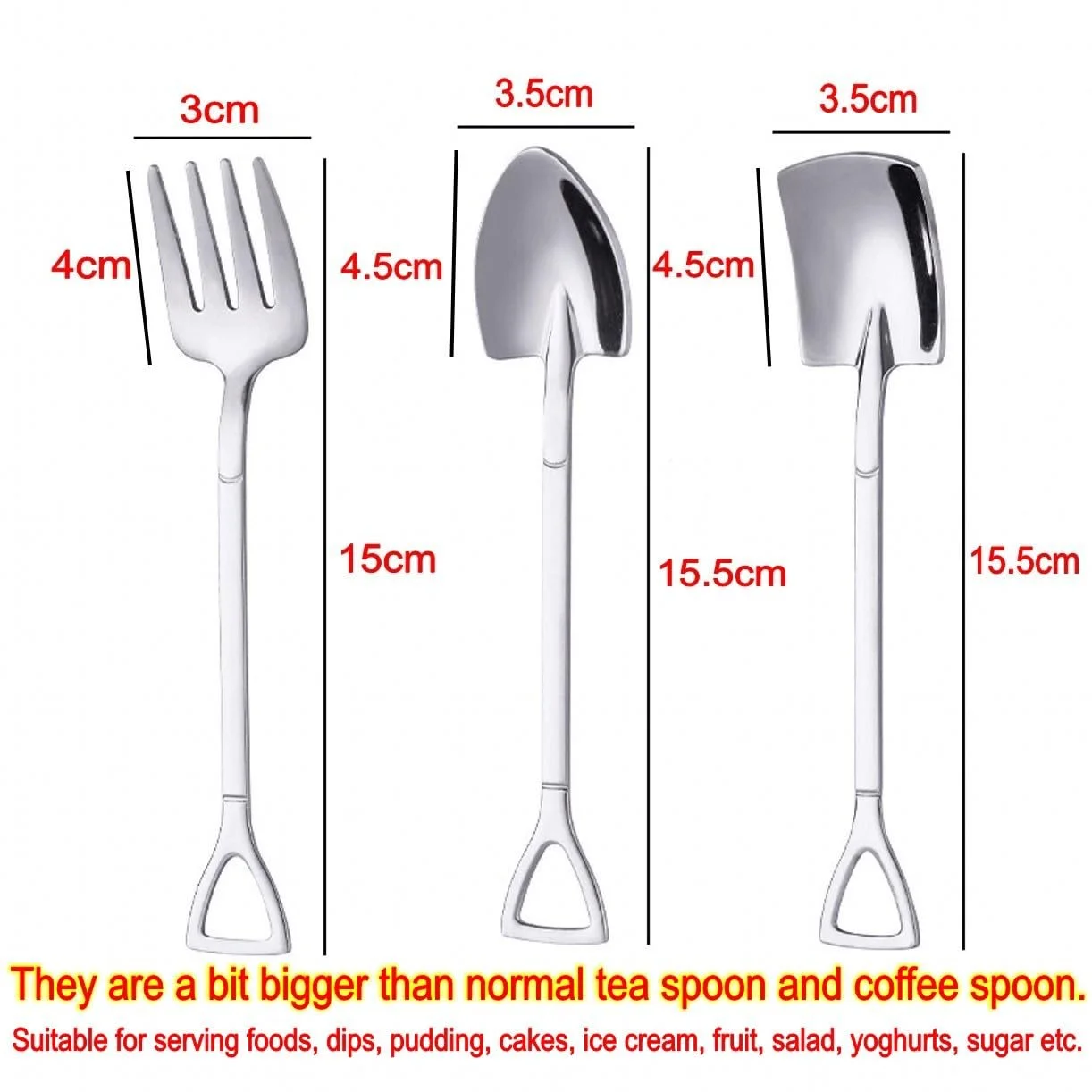 Ложка JZK з нержавіючої сталі, набір 6 шт., десертні, фото №2