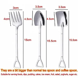 Ложка JZK из нержавеющей стали, набор 6 шт, десертные столовые приборы, смешная ложка для торта и мороженого, смешная ложка для чая и кофе synthetic.ua - Фото 1