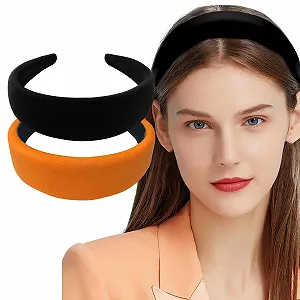 Жіночий Широкий Обруч для Волосся Чорний Помаранчевий - Фото 1