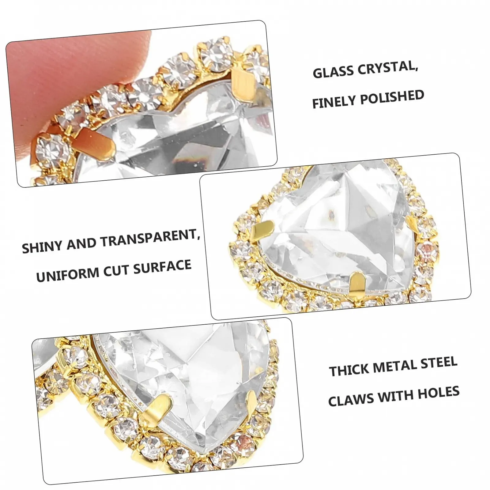 Пришивные кристаллы Lurrose Сердце, 20 шт, фото №9