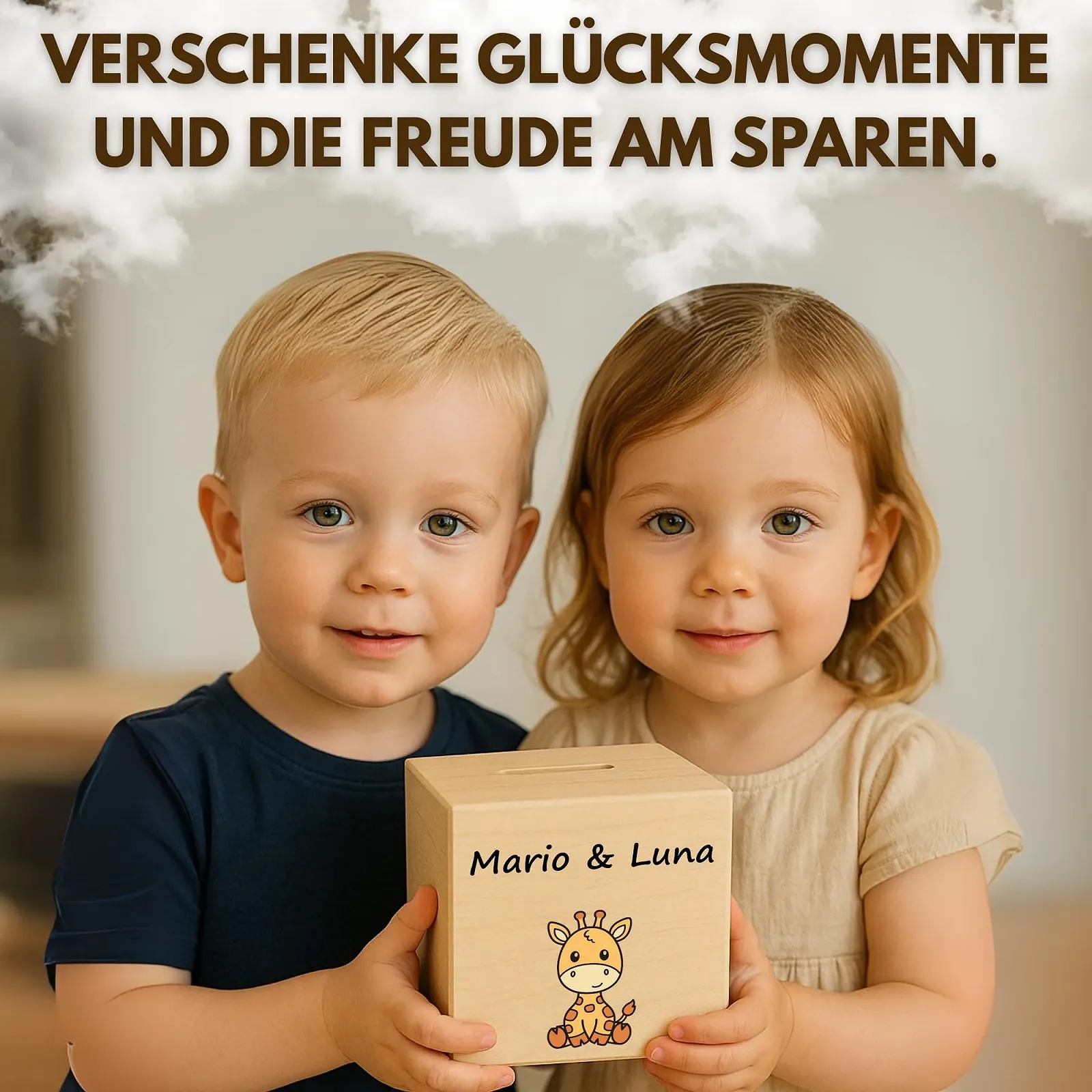 Скарбничка Лісові тварини Дерев'яна Персоналізована 9,5 x 9,5 см, фото №3