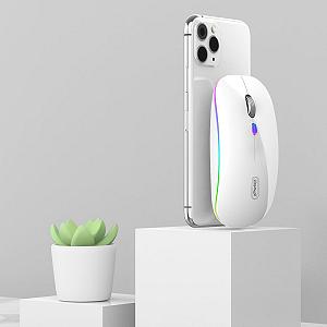 Миша Бездротова Uiosmuph G12, світлодіодна, 2.4G, тиха, перезаряджувана, з Nano USB-приймачем, 1600 DPI, для комп'ютера/ноутбука/Windows/MacBook, біла synthetic.ua - Фото 1