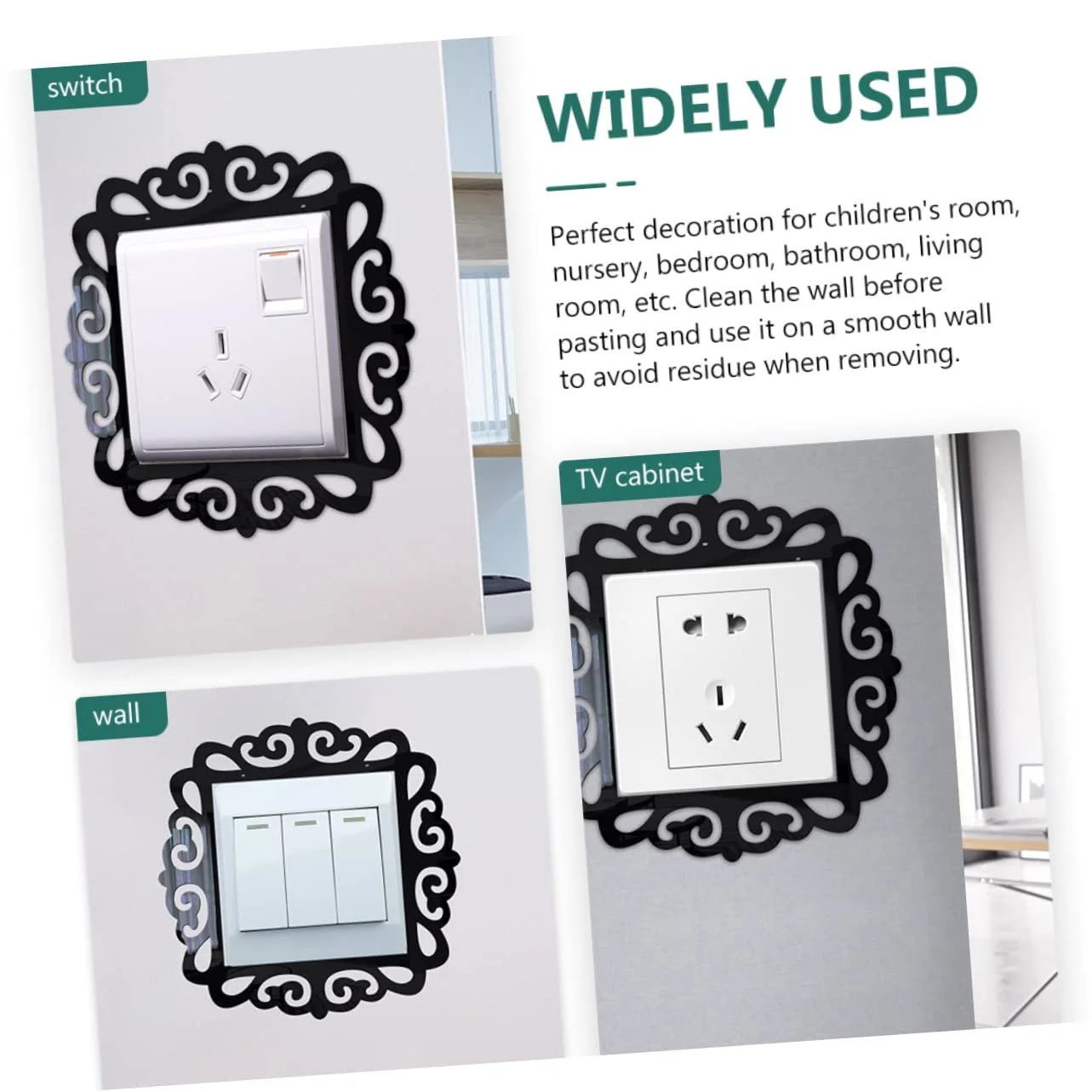Наклейки на стену Zerodeko защитные для выключателей набор 3 шт. акриловые, фото №2
