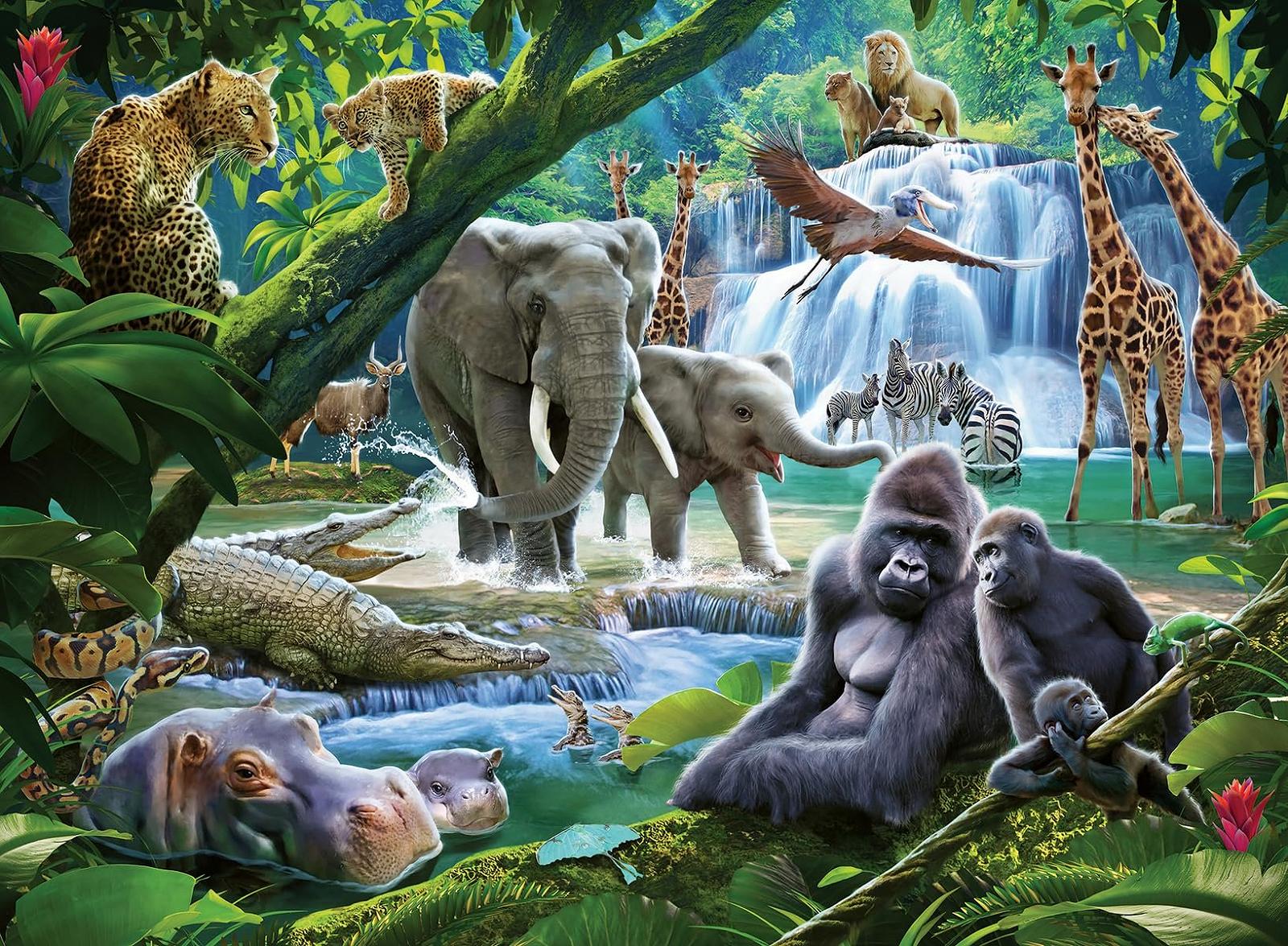 Пазл Ravensburger 12970 Animals Jungle Families 100 елементів XXL різнокольоровий 49 x 36 x 0,2 см, фото №1