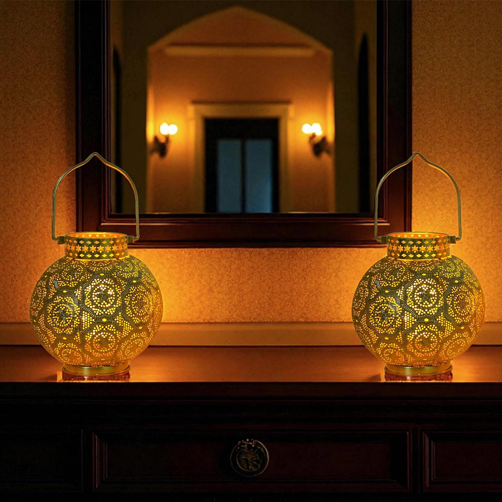 Настільна лампа TRIROCKS Набір 2 шт. Марокканський стиль Метал 18 см Батарейки LED, фото №7