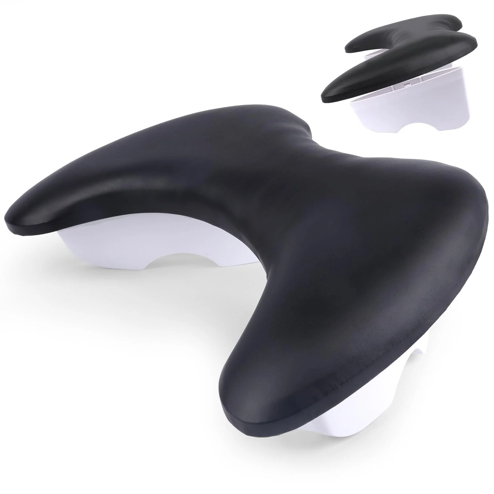 Підставка для рук U-подібна lootaan для манікюру зі знімними кронштейнами, з мікрофібри PU шкіри, чорна, фото №1