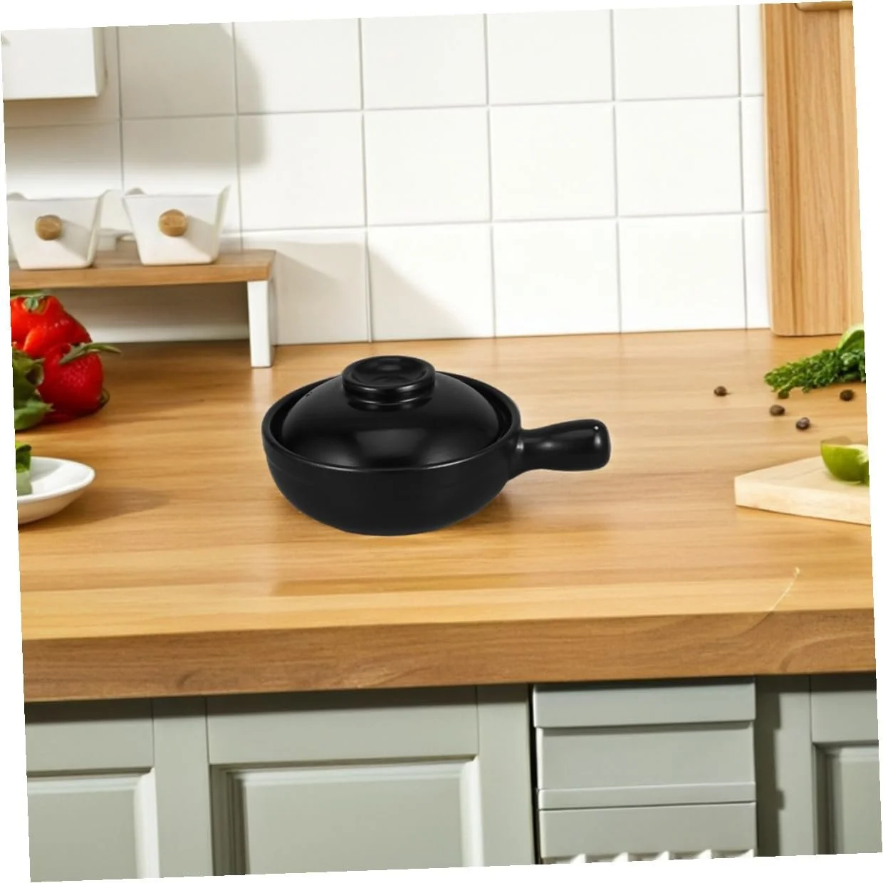 Керамическая кастрюля для запекания японская с крышкой термостойкая натуральная глина, фото №6