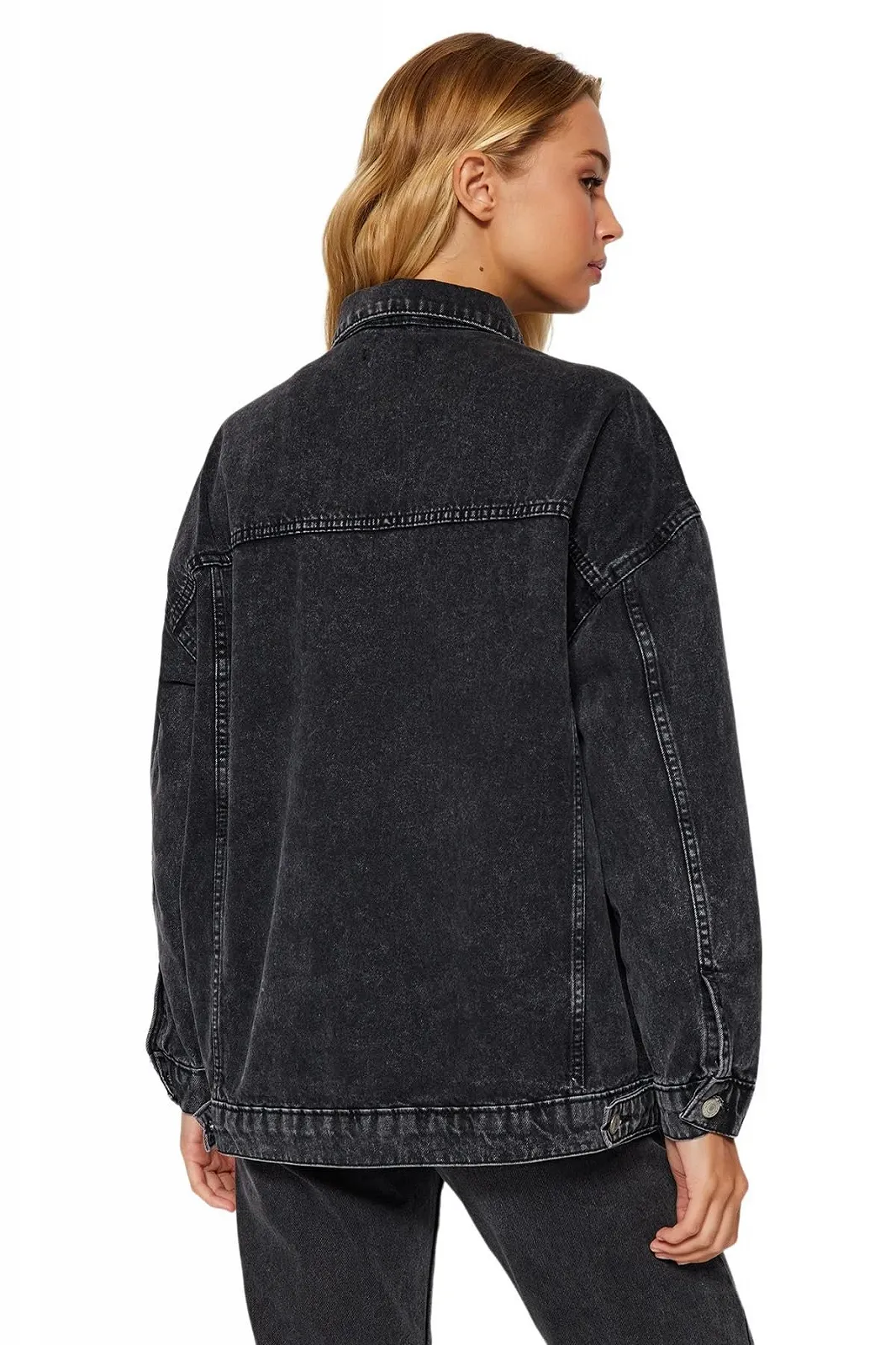 Куртка TRENDYOL Денім однотонна стандартна, фото №5 Куртка TRENDYOL Денім однотонна стандартна, фото №5