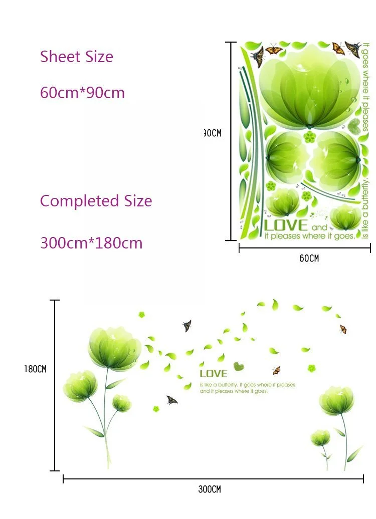Наклейки на стіну Зелені квіти Знімні, фото №2 Наклейки на стіну Зелені квіти Знімні, фото №2
