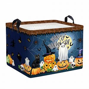 Корзина HUUMONSS для хранения вещей на Хэллоуин Привидение Летучая мышь Тыква Складная - Фото 1