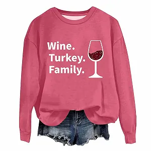 Женский свитшот с круглым вырезом Длинный Бордовый Турция Семья День Благодарения - Фото 1