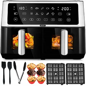 Мультипіч Yoer DualCrisp AF02BK 10 L 2 камери 6-в-1 10 програм 2850 W Black - Фото 1