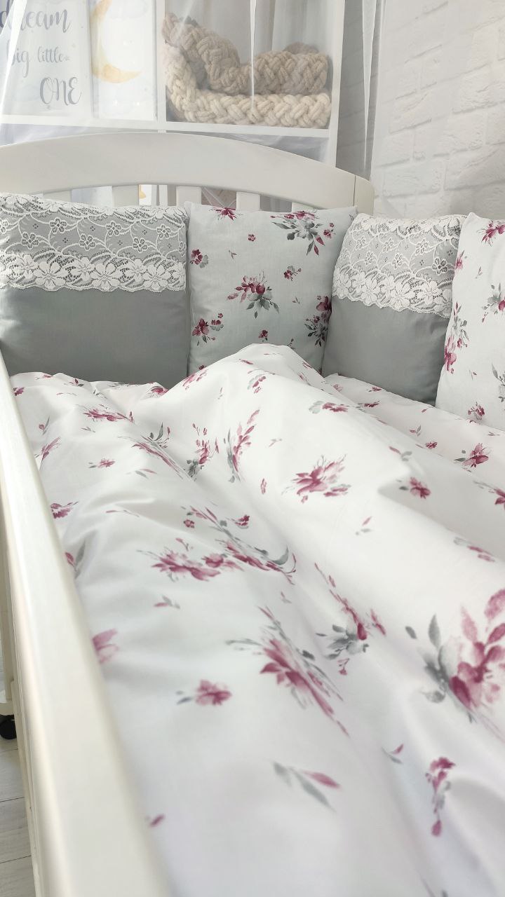 Дитячий постільний комплект Прованс з балдахіном сірий (А00329), фото №3